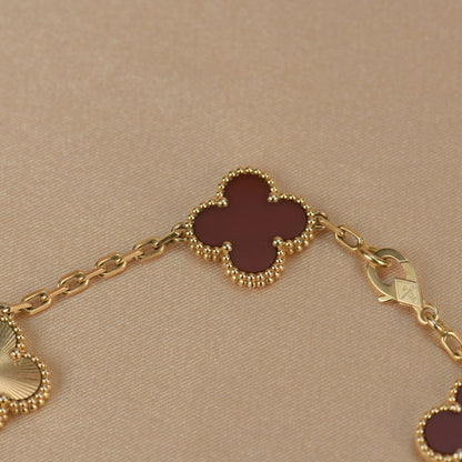 [Mystic Crown]CLOVER  5 MOTIFS CARNELIAN GOLD BRACELET