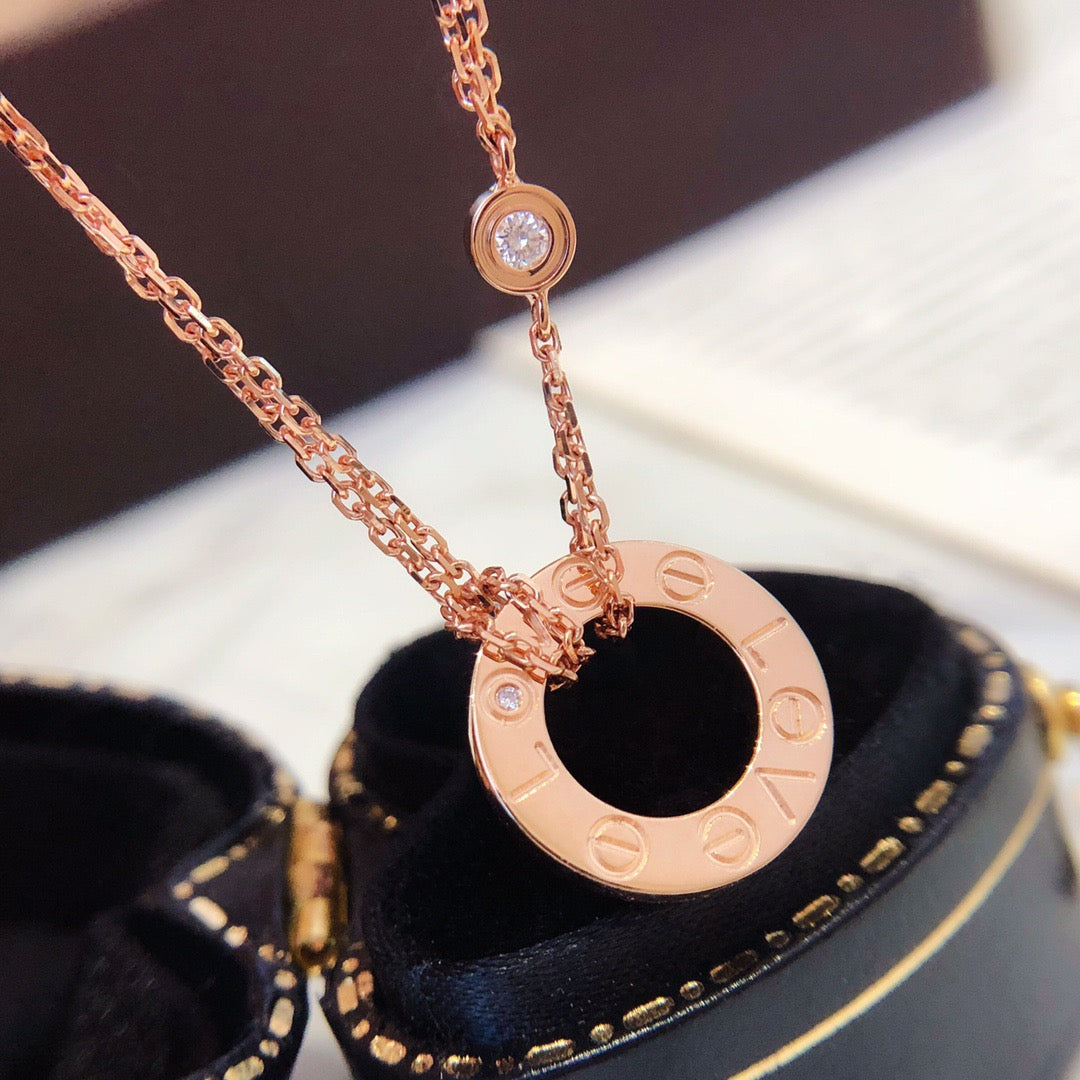[Mystic Crown]LOVE NECKLACE 16MM 2 DIAMONDS