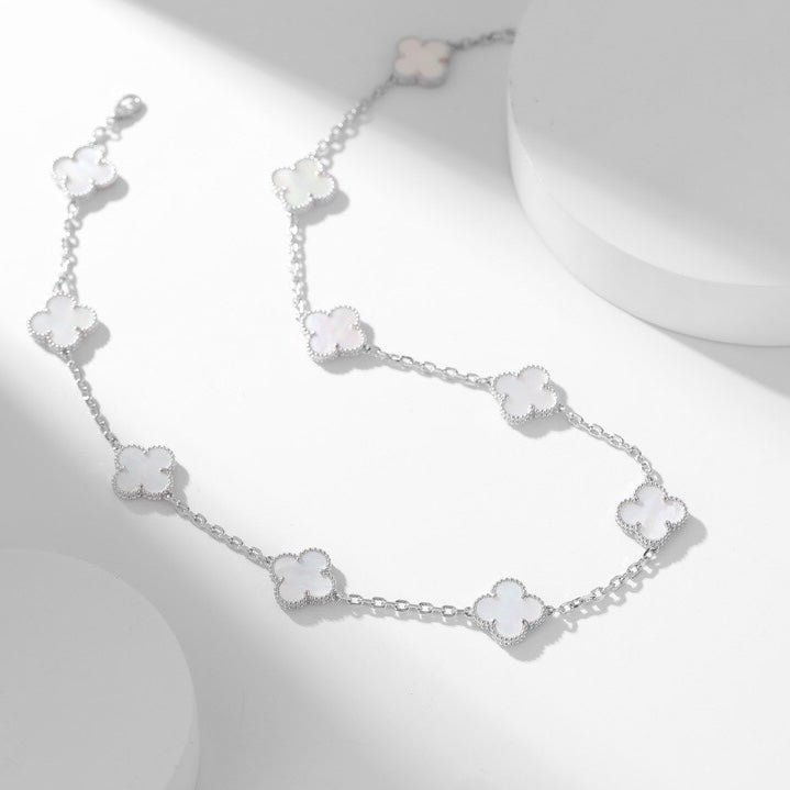 [Mystic Crown]CLOVER 10 MOTIFS WHITE MOTHER OF PEARL NECKLACE