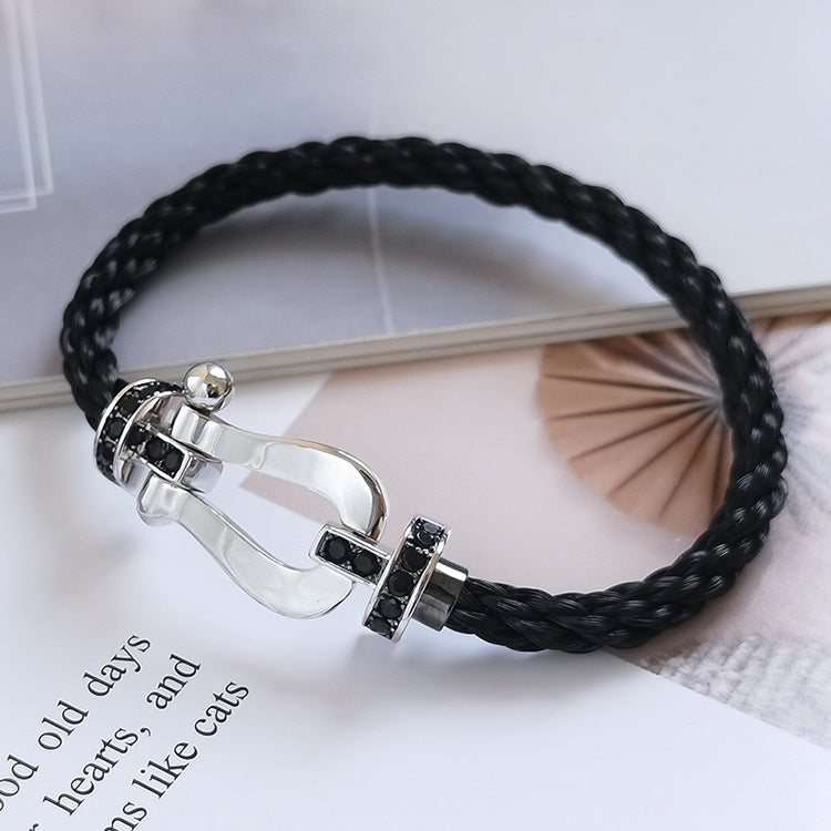 [Mystic Crown]FORCE LARGE HORSESHOE BLACK DIAMOND BRACELET SILVER