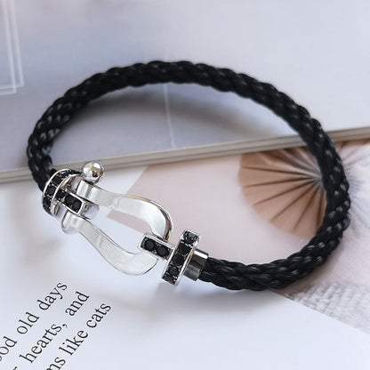 [Mystic Crown]FORCE LARGE HORSESHOE BLACK DIAMOND BRACELET SILVER