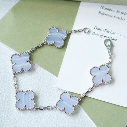 [Mystic Crown]CLOVER  5 MOTIF PURPLE CHALCEDONY BRACELET SILVER