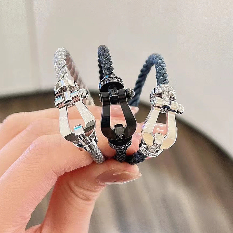 [Mystic Crown]FORCE LARGE HORSESHOE FULL DIAMOND BRACELET SILVER