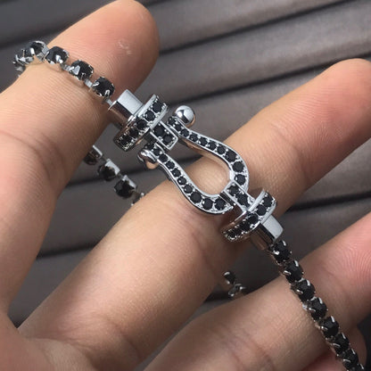 [Mystic Crown]FORCE  LARGE HORSESHOE FULL DIAMOND TENNIS BRACELET