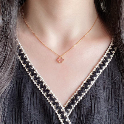 [Mystic Crown]CLOVER 15MM PINK MOTHER-OF-PEARL SINGLE FLOWER NECKLACE