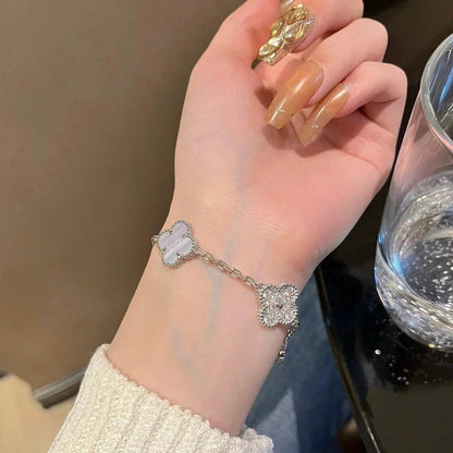 [Mystic Crown]CLOVER  5 MOTIF DIAMOND PURPLE CHALCEDONY BRACELET SILVER