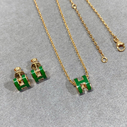 [Mystic Crown]POP H GREEN NECKLACE SILVER AND GOLD