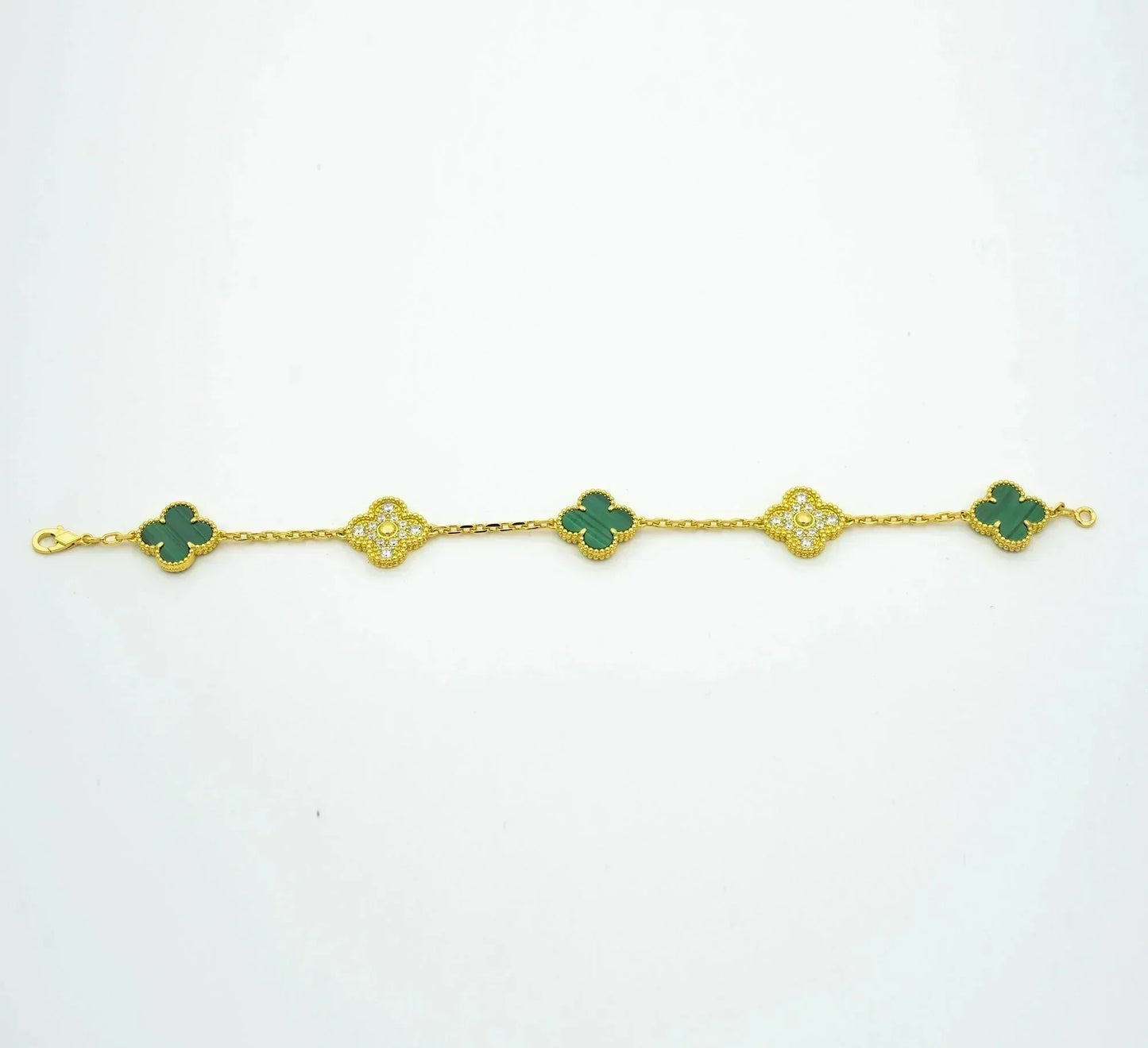 [Mystic Crown]CLOVER  5 MOTIF MALACHITE DIAMOND BRACELET