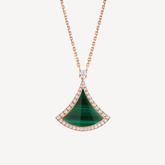 [Mystic Crown]DREAM MALACHITE DIAMOND PAVED PINK GOLD NECKLACE