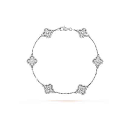 [Mystic Crown]CLOVER 6 MOTIF SILVER DIAMOND BRACELET