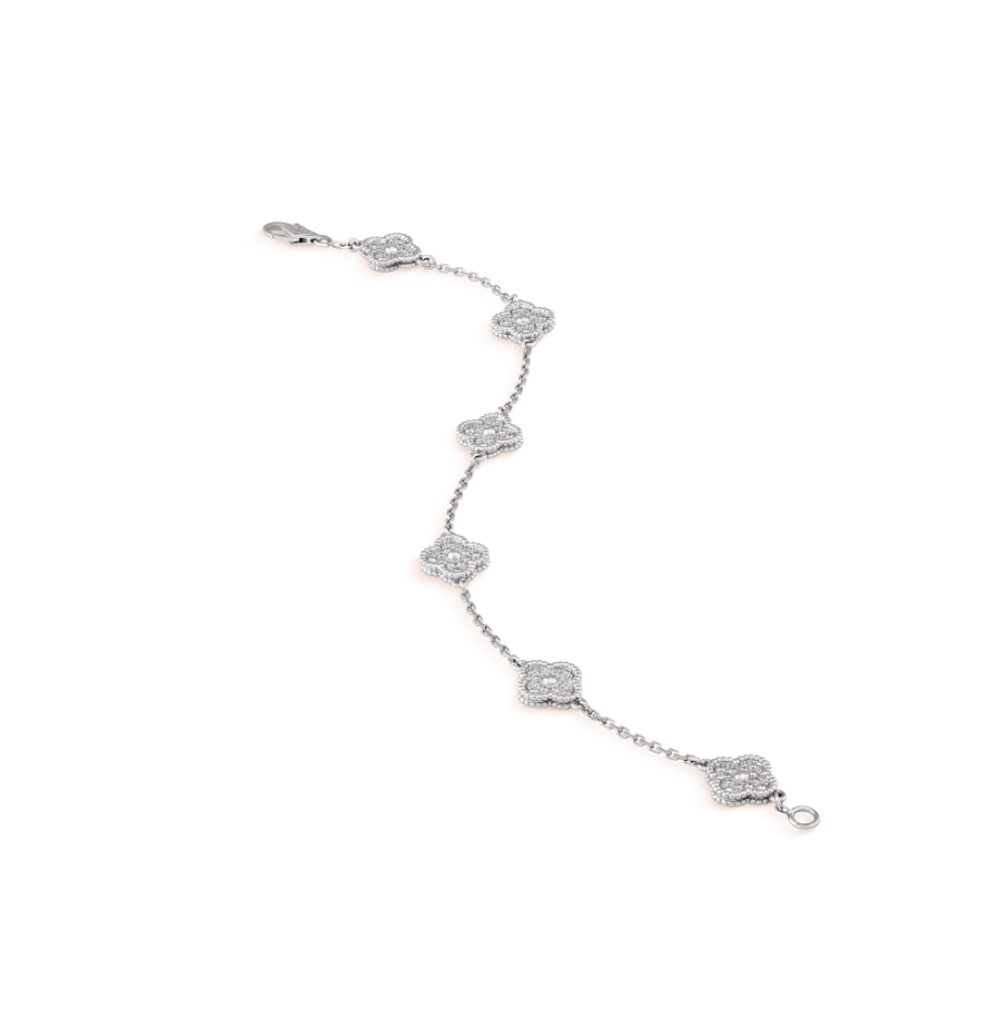 [Mystic Crown]CLOVER 6 MOTIF SILVER DIAMOND BRACELET