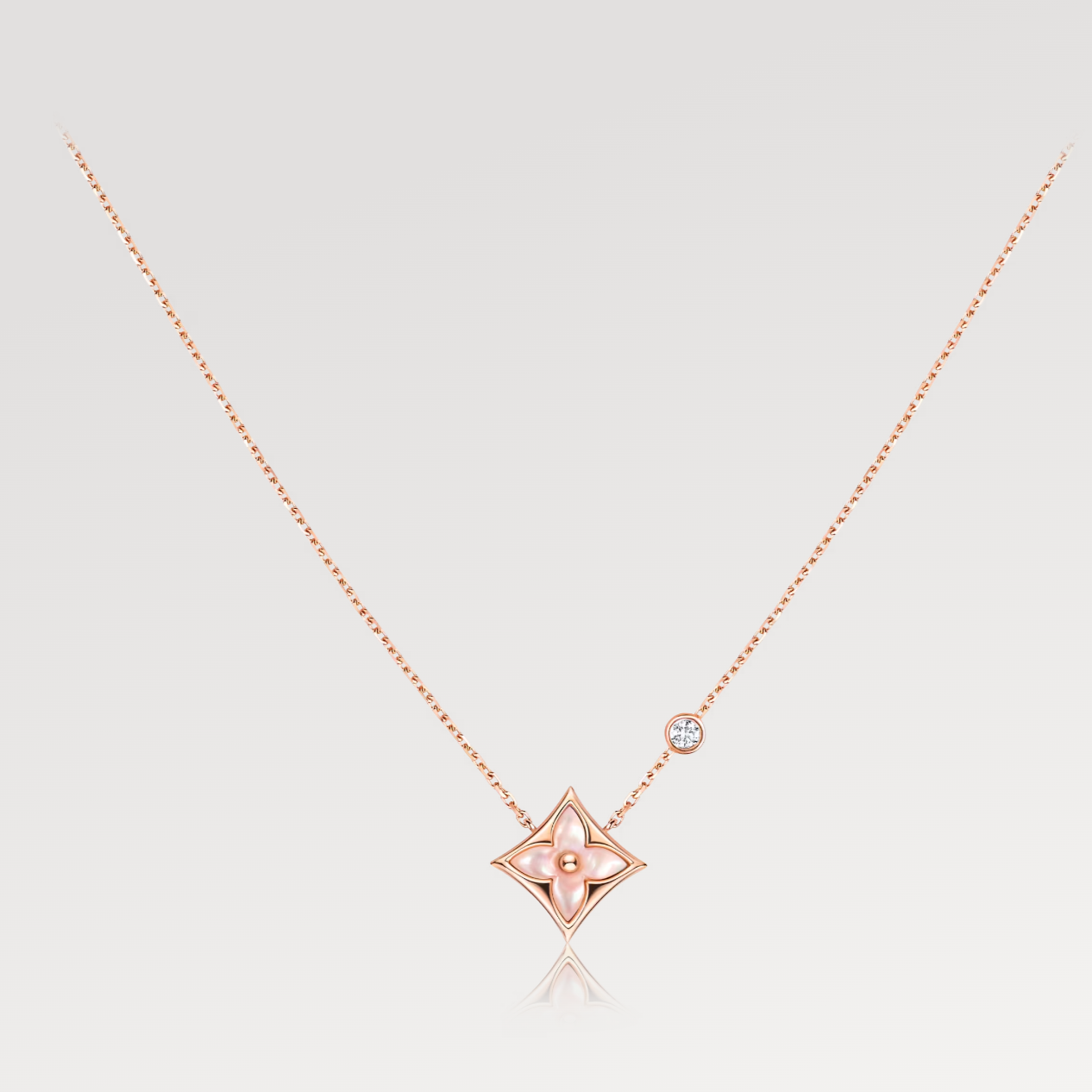[Mystic Crown]STAR PINK MOP 1 DIAMOND PINK GOLD NECKLACE