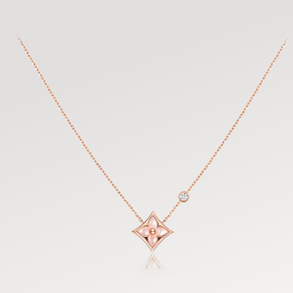 [Mystic Crown]STAR PINK MOP 1 DIAMOND PINK GOLD NECKLACE