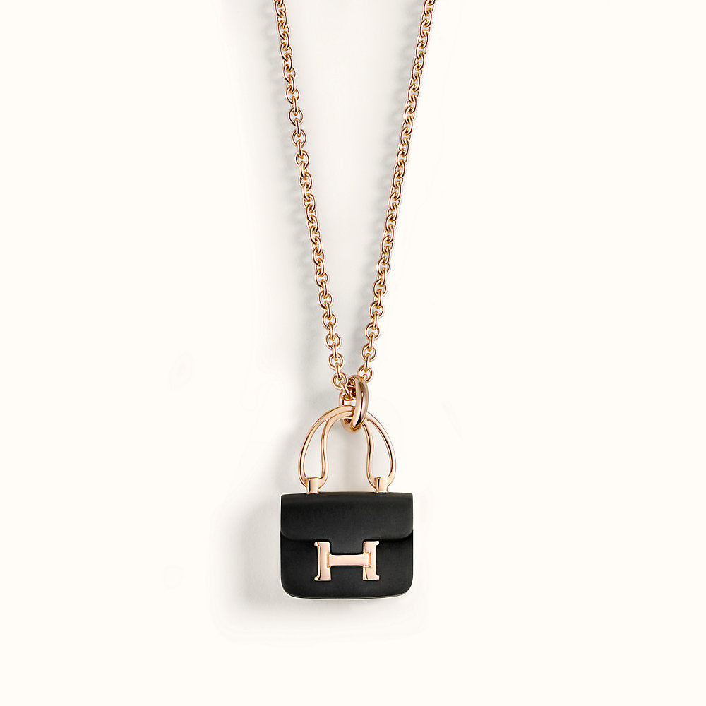[Mystic Crown]CONSTANCE BLACK PEDANT PINK GOLD NECKLACE