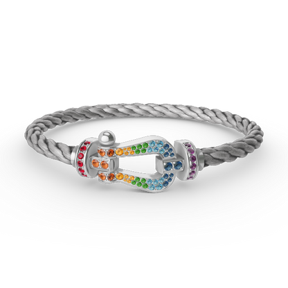 [Mystic Crown]FORC LARGE HORSESHOE  COLORED DIAMOND BRACELET SILVER