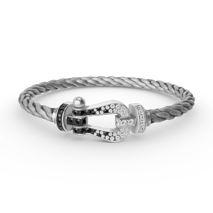 [Mystic Crown]FORCE LARGE HORSESHOE BLACK WHITE DIAMOND BRACELET SILVER