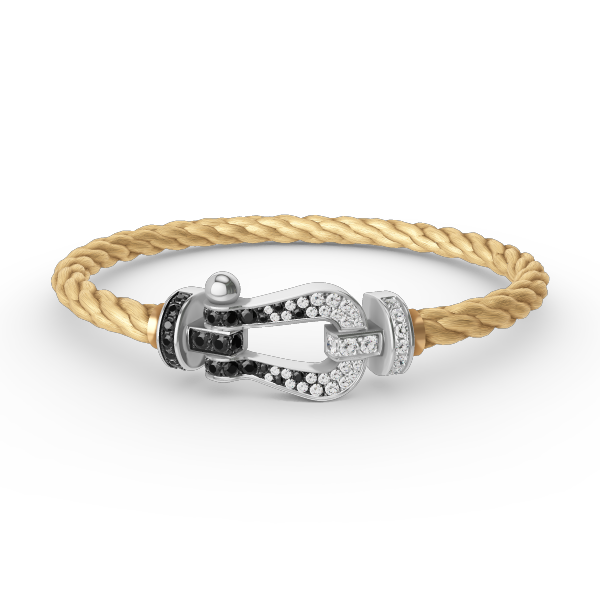 [Mystic Crown]FORCE LARGE HORSESHOE BLACK WHITE DIAMOND BRACELET SILVER