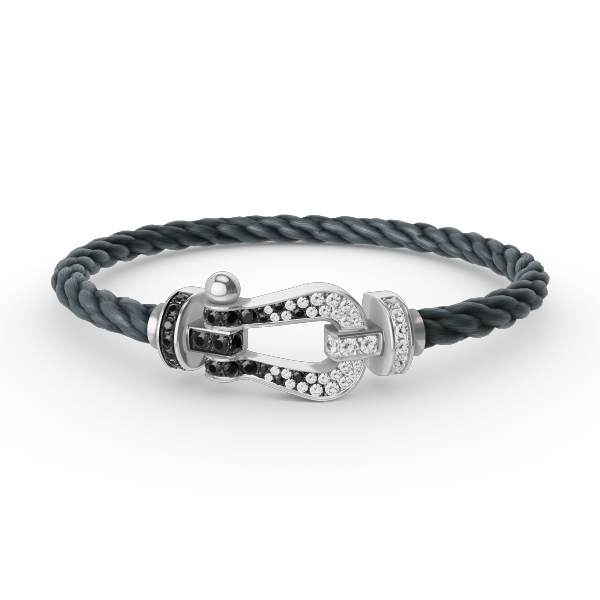 [Mystic Crown]FORCE LARGE HORSESHOE BLACK WHITE DIAMOND BRACELET SILVER