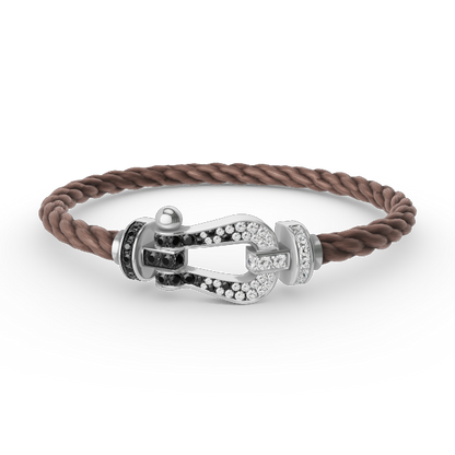 [Mystic Crown]FORCE LARGE HORSESHOE BLACK WHITE DIAMOND BRACELET SILVER