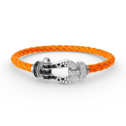 [Mystic Crown]FORCE LARGE HORSESHOE BLACK WHITE DIAMOND BRACELET SILVER