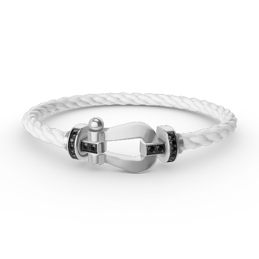 [Mystic Crown]FORCE LARGE HORSESHOE BLACK DIAMOND BRACELET SILVER