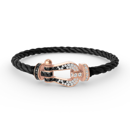 [Mystic Crown]FORCE LARGE HORSESHOE BLACK WHITE DIAMOND BRACELET ROSE GOLD