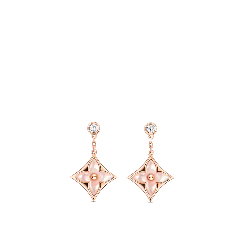 [Mystic Crown]DOUBLE STAR PINK GOLD MOP DROP EARRINGS