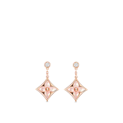 [Mystic Crown]DOUBLE STAR PINK GOLD MOP DROP EARRINGS