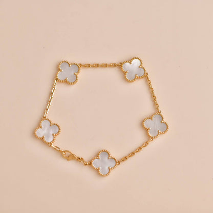 [Mystic Crown]CLOVER  5 MOTIF WHITE MOP BRACELET