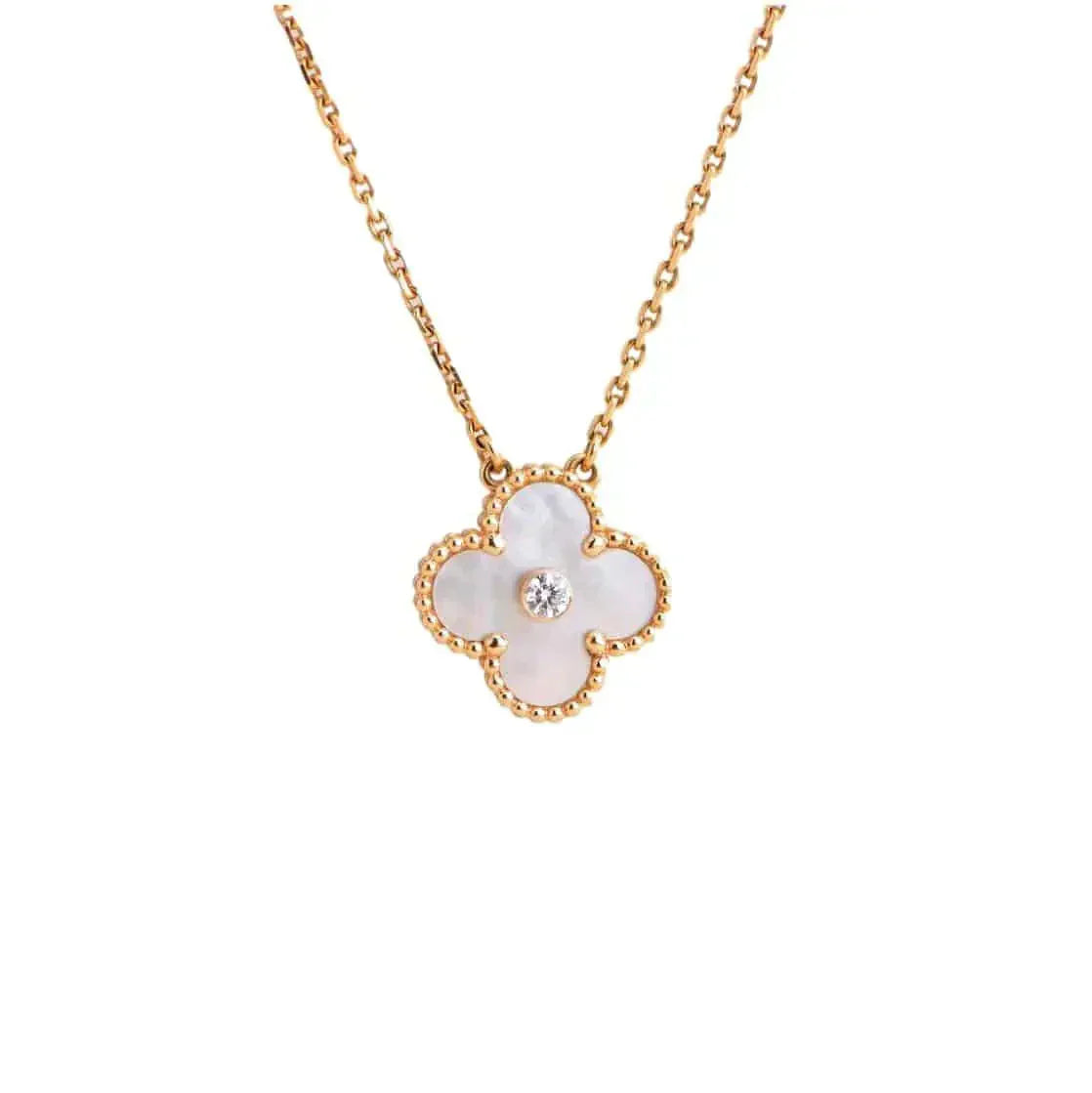 [Mystic Crown]CLOVER 15MM DIAMOND WHITE FRITILLARIA NECKLACE