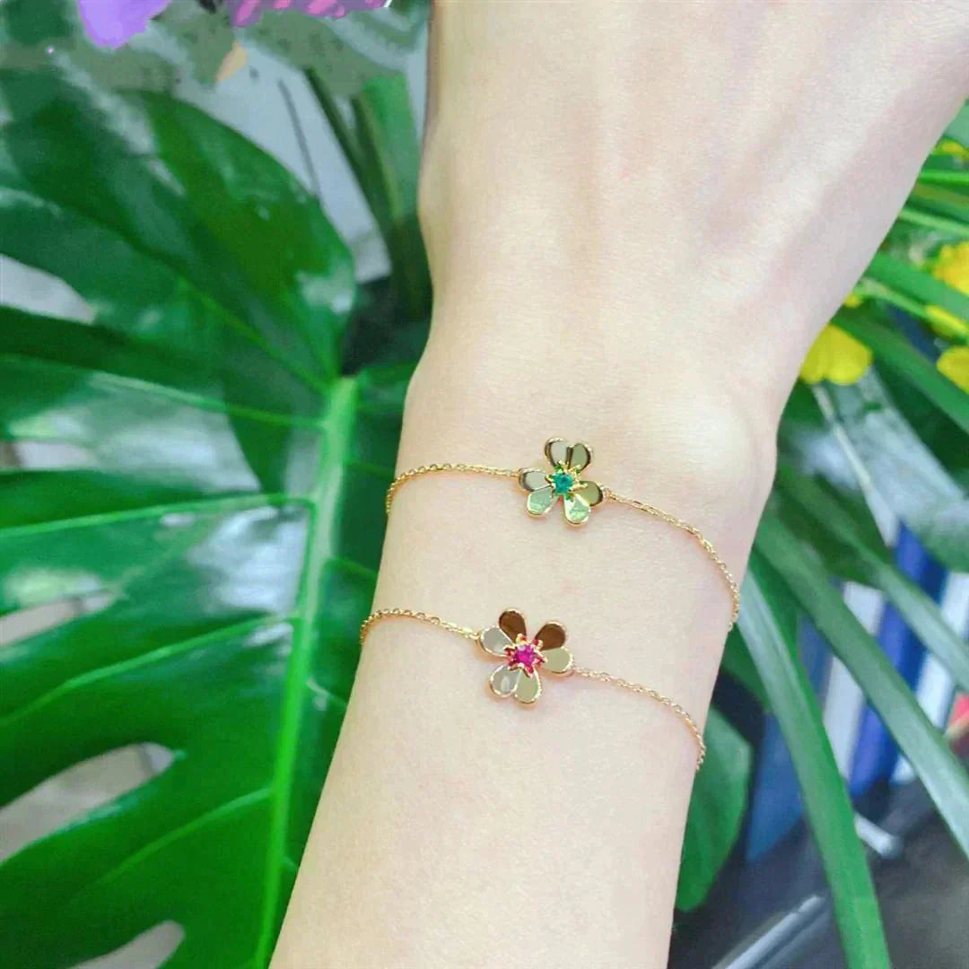 [Mystic Crown]FRIVOLE GOLD FLOWER PINK MALACHITE BRACELET