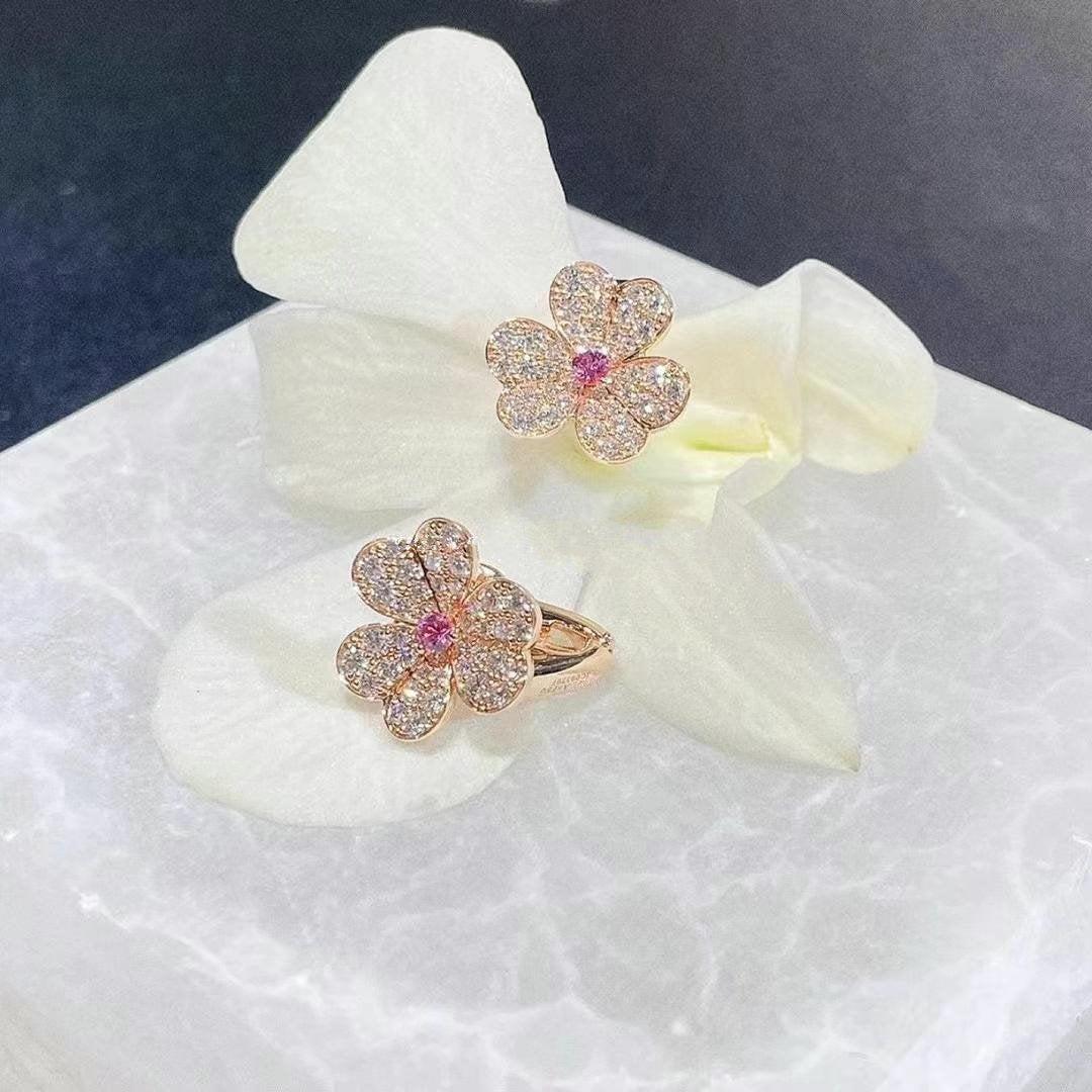 [Mystic Crown]FRIVOLE PINK GOLD FLOWER DIAMOND EARRINGS