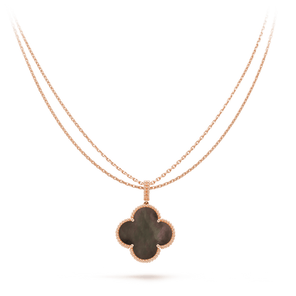 [Mystic Crown]CLOVER 25MM GOLD DARK MOP BIG CLOVER NECKLACE
