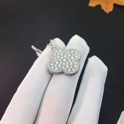 [Mystic Crown]CLOVER 25MM SILVER FULL DIAMOND BIG CLOVER NECKLACE