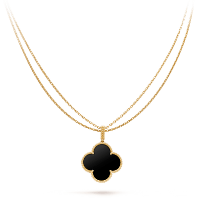 [Mystic Crown]CLOVER 25MM GOLD ONYX BIG CLOVER NECKLACE