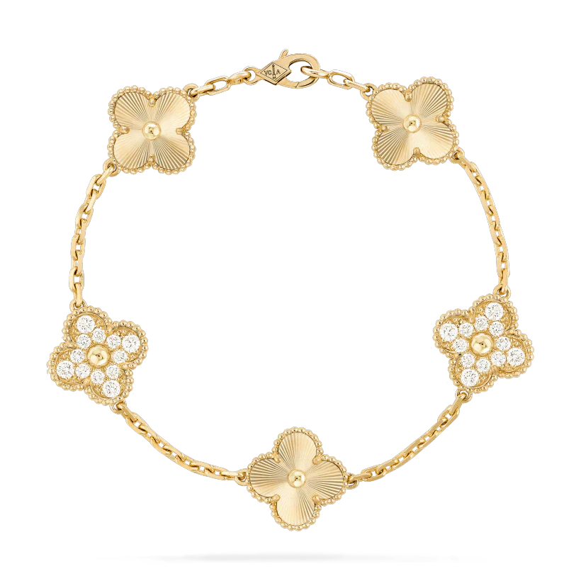 [Mystic Crown]CLOVER BRACELET 5 MOTIFS GOLD DIAMOND