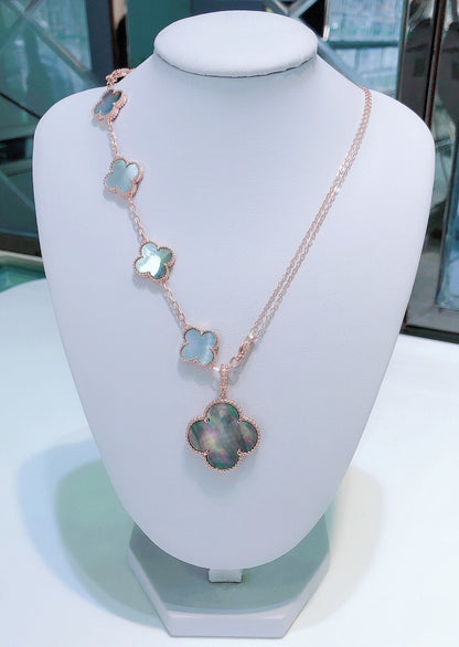 [Mystic Crown]COMBINED BRACELET 5 MOTIFS AND NECKLACE DARK MOP ROSE GOLD